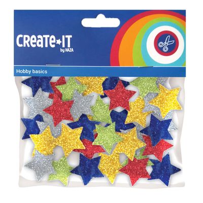 Haza Witbaard Foamstickers sterren glitter, 54st.