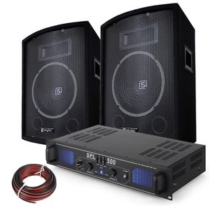 SkyTec 500W PA DJ Disco set met Versterker en Luidsprekers