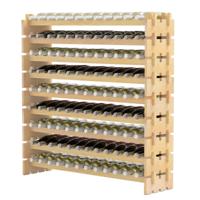 Wijnrek voor 108 Flessen 9-laagse Stapelbare Flessenhouder van Massief Hout Wijnflesrek voor Keuken 120 x 29 x 118 cm