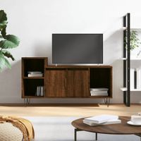 Tv-meubel 100x35x55 cm bewerkt hout bruineikenkleurig - thumbnail