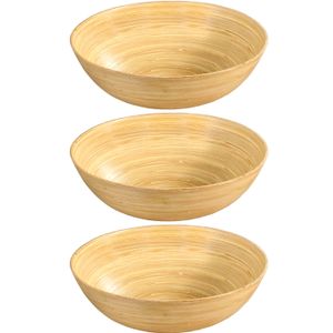 3x Bamboe houten fruitschalen/serveerschalen 25 x 8 cm