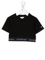 Calvin Klein Kids t-shirt crop à logo imprimé - Noir