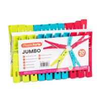 Plasticforte Wasknijpers XL - 20x stuks - felle kleuren mix - kunststof - 10 cm - Was ophangen Plasticforte Wasknijpers XL - 20x stuks - felle kleuren mix - kunststof - 10 cm - Was ophangen