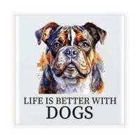 Cadeau tegel hondenliefhebber - Engelse Bulldog hond - keramiek - waterverf - 15 x 15 cm