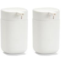 Zeller Zeeppompje/dispenser - 2x - kunststof - wit - 12 cm - modern