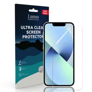 Lunso - Duo Pack (2 stuks) Beschermfolie - Full Cover Screen Protector - iPhone 13 Mini