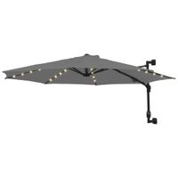 VidaXL Wandparasol met led's 300 cm antracietkleurig