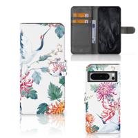 Google Pixel 8 Pro | Telefoonhoesje | Met pasjeshouder | Bird Flowers