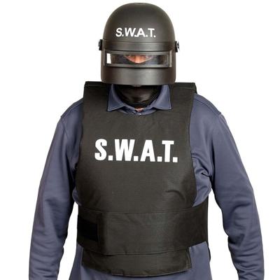 Politie SWAT verkleed helm - zwart - met vizier - voor volwassenen