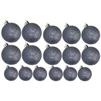 Kerstversiering set glitter kerstballen donkerblauw 6 - 8 - 10 cm - pakket van 50x stuks - thumbnail