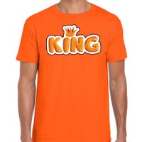 King in cartoon letters t-shirt oranje voor heren - Koningsdag shirts 2XL  -