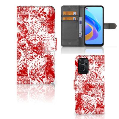 Telefoonhoesje met Naam OPPO A76 | A96 Angel Skull Rood