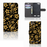 Lenovo Vibe K5 Hoesje Gouden Bloemen - thumbnail