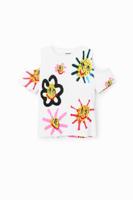 T-shirt met cut-outs en zonnen - WHITE - 13/14