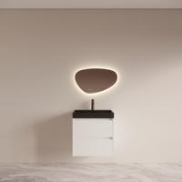 Badmeubelset BWS Riga met Lako Wastafel Zwart 60 Mat Wit