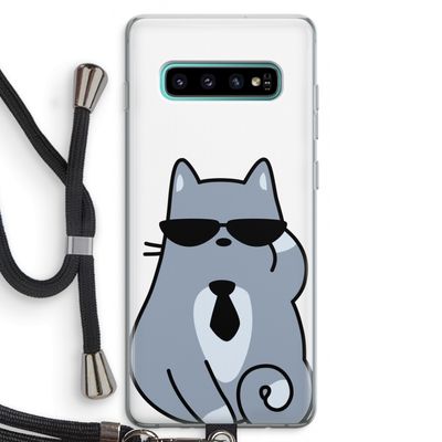 Cool cat: Samsung Galaxy S10 Plus Transparant Hoesje met koord