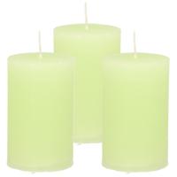 Atmosphera Stompkaars - 3x - lime groen - 5 x 8 cm - klein rustiek model - cilinderkaars - kaars