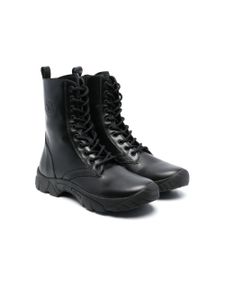 Moncler Enfant lace-up leather boots - Noir