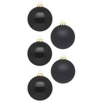 36x stuks glazen kerstballen zwart 4 cm glans en mat - Kerstbal - thumbnail