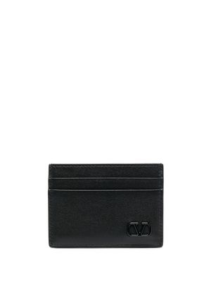 Valentino Garavani porte-cartes en cuir à plaque logo - Noir
