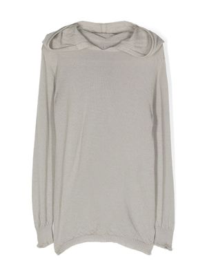 Rick Owens Kids haut en maille fine à capuche - Gris