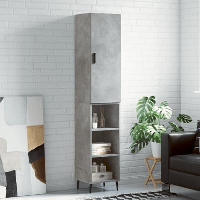 Hoge kast 34,5x34x180 cm bewerkt hout betongrijs