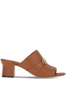 Ferragamo mules Double Gancini en cuir - Marron