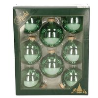 24x Jade groene glazen kerstballen glans 7 cm kerstboomversiering