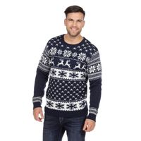 Donkerblauwe kerst sweater met rendieren voor heren 56 (2XL)  -