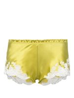 Carine Gilson short de pyjama bordé de dentelle - Jaune - thumbnail