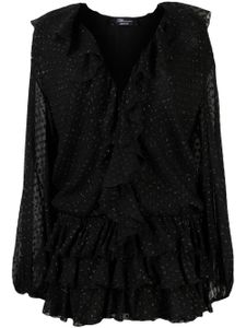 Blumarine robe volantée à pois - Noir