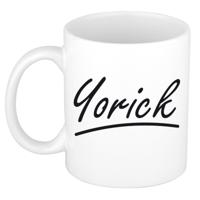 Yorick Naam koffiemok - beker - met sierlijke letters - wit - 300 ml - Cadeau - Heren