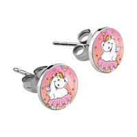 Oorknopjes met Chubby Unicorn Design Chirurgisch staal 316L Oorbellen