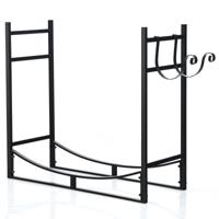 Brandhoutrek Metaal Brandhoutrek Haardhoutrek Haardhoutrek Brandhoutrek Zwart Zonder Haardaccessoires (84 x 33 x 76 cm)