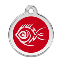Tribal Fish Red roestvrijstalen hondenpenning large/groot dia. 3,8 cm - Reddingo