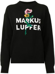 Markus Lupfer pull en laine mérinos à logo - Noir