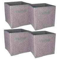 Set van 4x stuks kast opberg/opruim manden grijs 30 x 30 x 30 cm