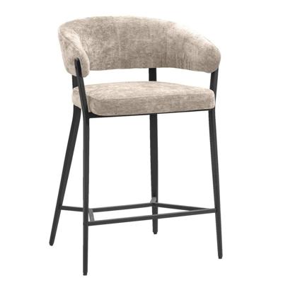 Leen Bakker - Barkruk Liv - Caramel - Stof - Bruin - 55.5x56x88 Cm