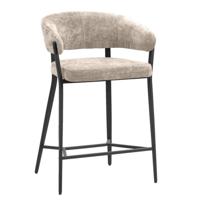 Leen Bakker - Barkruk Liv - Caramel - Stof - Bruin - 55.5x56x88 Cm
