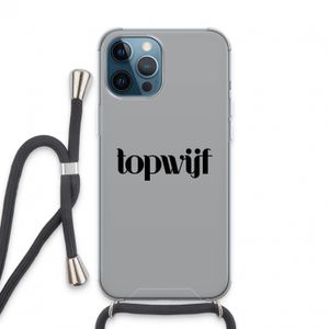 Topwijf Grijs Zwart: iPhone 13 Pro Max Transparant Hoesje met koord