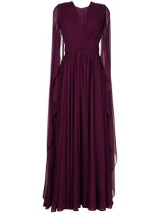 Elie Saab robe longue plissée à effet de cape - Violet