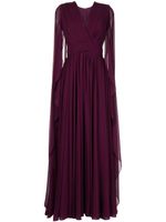 Elie Saab robe longue plissée à effet de cape - Violet - thumbnail