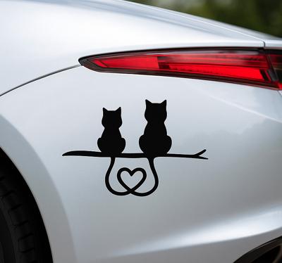 Kattenstaart hart sticker autosticker