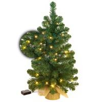 Excellent Trees® Jarbo Mini Kerstboom 60 cm met batterij verlichting - Kunstkerstboom kant en klaar met Verlichting - Hoogwaardig PVC - 35 LED Lampjes