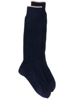 Brunello Cucinelli chaussettes nervurées - Bleu