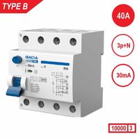 Aardlekschakelaar 3p+N 40A 30mA Type B 10 kA Gacia zonnepanelen en laadpalen 400V