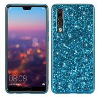 Glitter poeder schokbestendig TPU Case voor Huawei P30 (blauw)