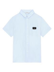 Dolce & Gabbana Kids chemise en coton à patch logo - Gris