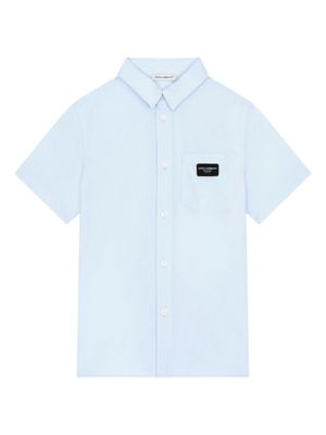 Dolce & Gabbana Kids chemise en coton à patch logo - Gris