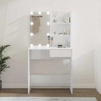 Kaptafel met LED-verlichting 74,5x40x141 cm hoogglans wit